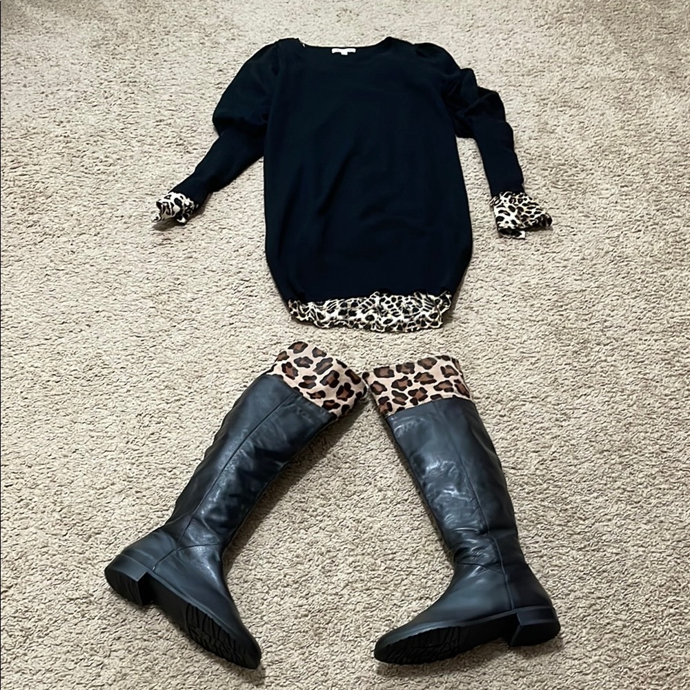 Alice+Olivia Cashmere Dress, A.L.C.Silk Dress & Stuart Weitzman OVK Boot Bundle